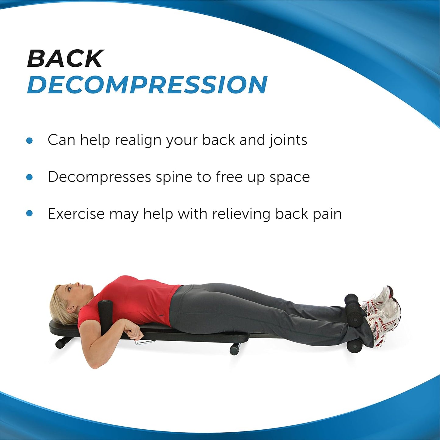 Stamina Products InLine Back Stretch Bench System, Blue Gray | Home Gym Equipment to Decompress Spine and Joints for Inversion Traction Therapy