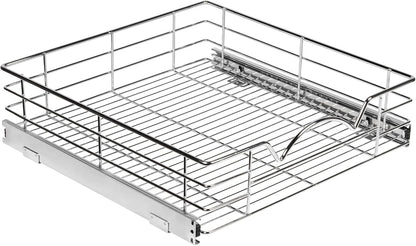 HOLDN’ STORAGE Pull Out Cabinet Organizer, Pantry Drawer, 14"W x 21"D x 5"H | Heavy-Duty Full-Extension, Roll Out Shelf for Pots, Pans & Under Sink Storage, Chrome, Require a 15.25"W Cabinet Opening