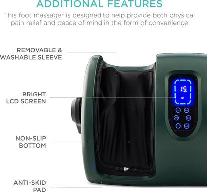Best Choice Products Shiatsu Foot Massager with Heat for Plantar Fasciitis & Neuropathy, Kneading Foot & Calf Massager with Remote, 360° Adjustable Handle, Rolling & Compression Massage - Navy