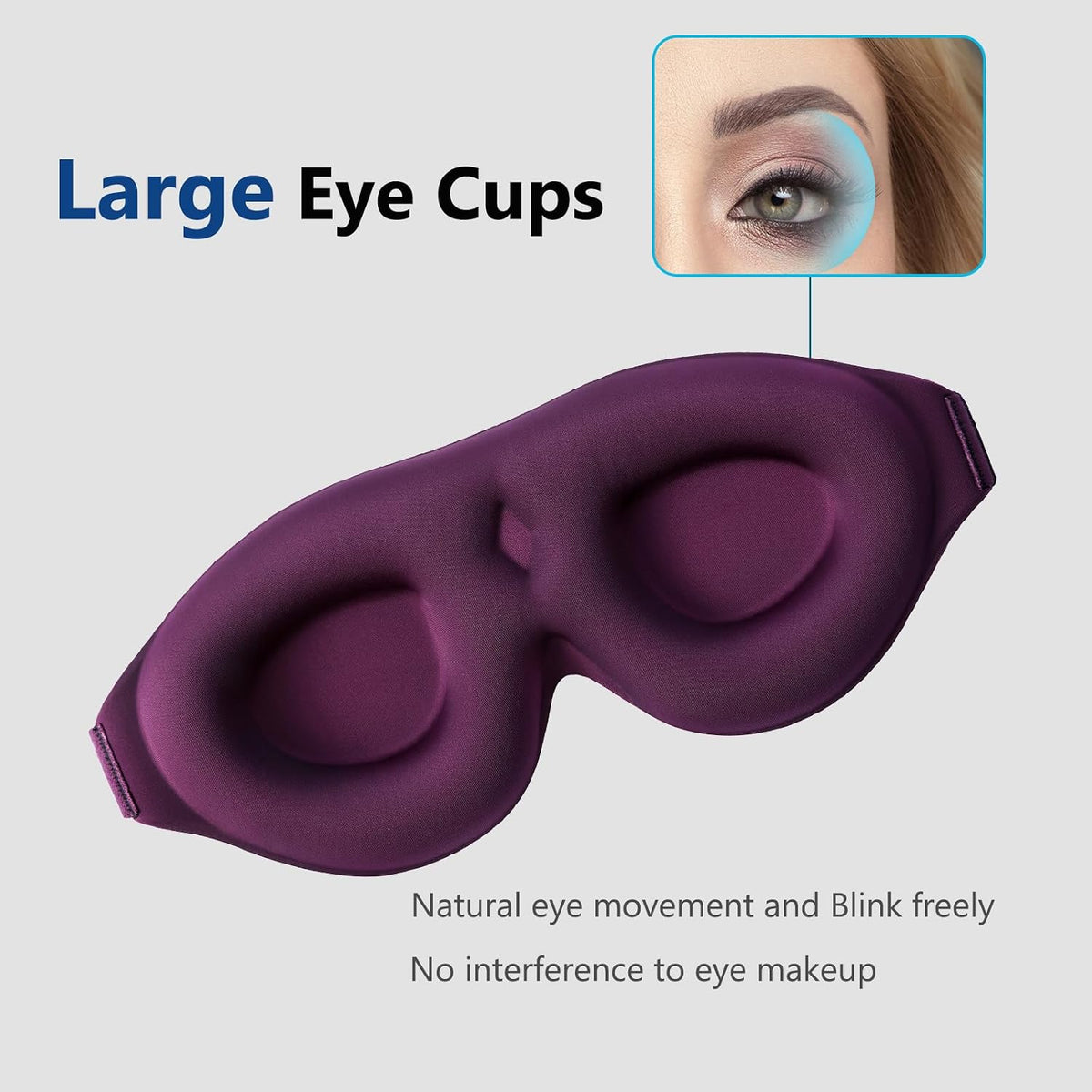 ALASKA BEAR Memory Foam Sleep Mask, Contoured Eye Cups for Women Men, Blue