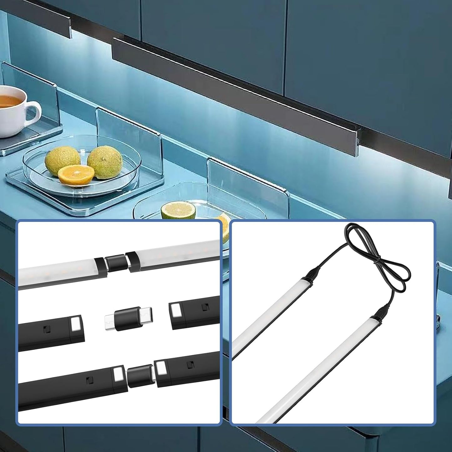 THLIFURE LED Cabinet Lights Bar with Motion Sensor, Dimmable Brightness and Color, IR Remote, Ultra Thin Strips Lighting Magnetic Mounting for Kitchen,Bookshelf,Closet 3Pack