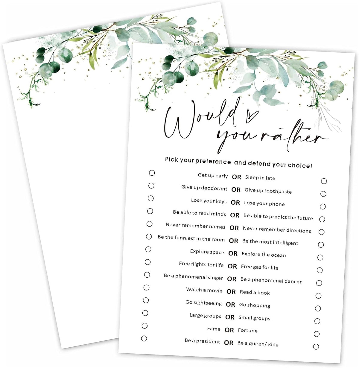 What’s on Your Phone Game Cards Set of 30, 5x7 in Icebreaker Bingo Cards, Greenery Office Team Games, Birthday Party Games for Adults, Back to School - 02
