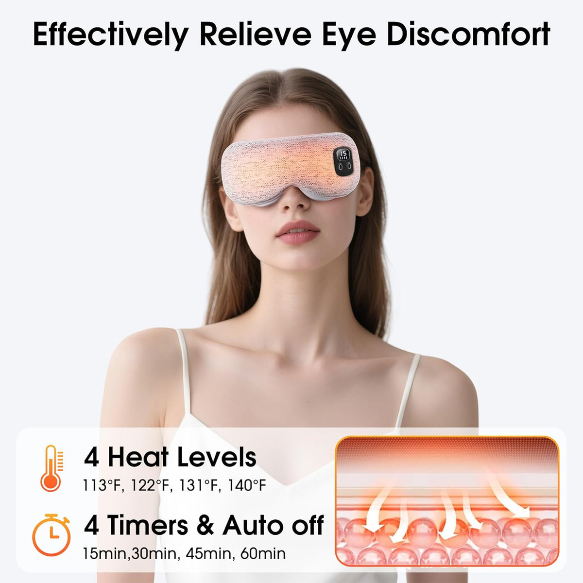 Heated Eye Mask, Cordless Rechargeable Eye Compress