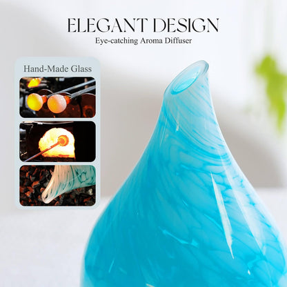 Porseme Oil Diffuser 3D Glass Aromatherapy Ultrasonic Humidifier, Air Refresh Auto Shut-Off, Timer Setting, BPA Free for Home Hotel Yoga Leisure SPA Gift 150ml Last 6H - Colors B