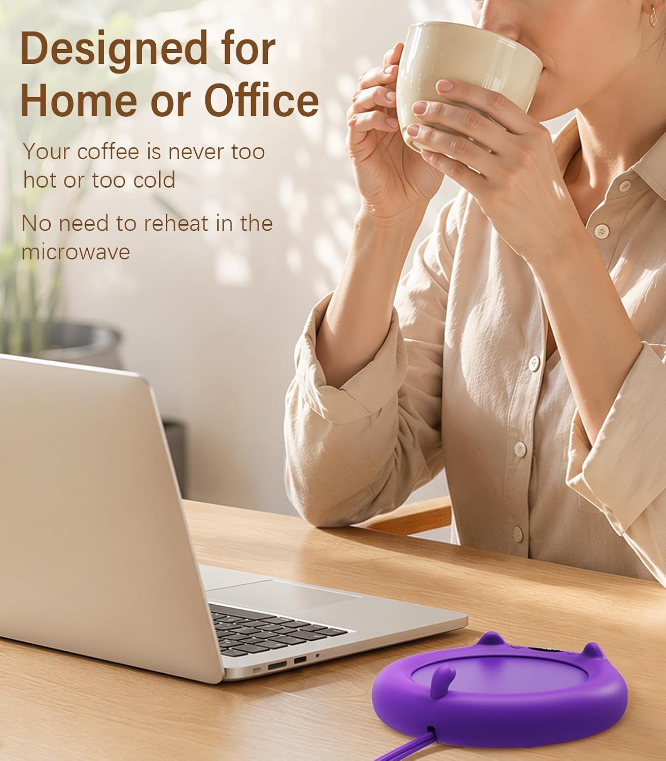 Supsonic Coffee Mug Warmer, Cup Warmer for Desk with 4 Temp Settings | Fast heating beverage, 2-12h Auto shut-off, Constant temperature, Smart gift for women men, Works with tea, milk, candle