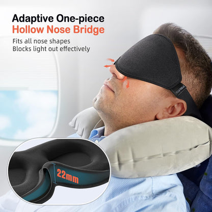LitBear Sleep Mask for Side Sleeper Women Men, Eye Mask for Sleeping | Light Blocking 3D Contoured Sleeping Mask, Soft Breathable Sleep Eye Mask with Adjustable Elastic Strap for Travel, Black