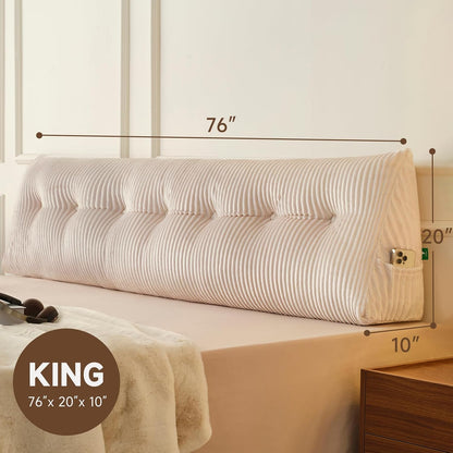 Z-hom Headboard Pillow, Wedge Backrest Cushion, Queen Size,NO Roll Pillow | Grey Triangular Backrest Cushion Equipped,NO Roll Pillow,Ideal for Reading,Sitting Up in Bed&Filling Headboard Gaps