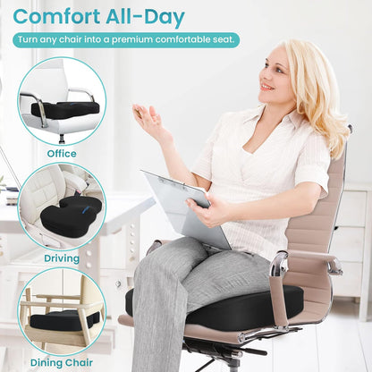 Gel Seat Cushion, Cooling Memory Foam Cushion for Office Chair, Black