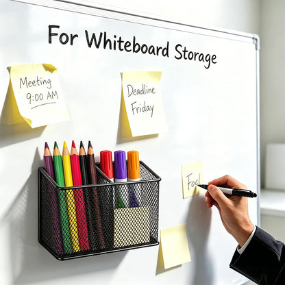 LEOSTEP Magnetic Pen Holder,Metal Magnetic Dry Erase Marker Holder,Magnetic Pen Holder for Refrigerator Whiteboard, Locker Accessories for Classroom School Office Home