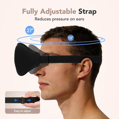 Sleep Mask for Side Sleepers, 100% Blackout 3D Contoured Eye Mask, Black | Zero Pressure Lash-Friendly, Adjustable Light Blocking Travel Mask for Men & Women