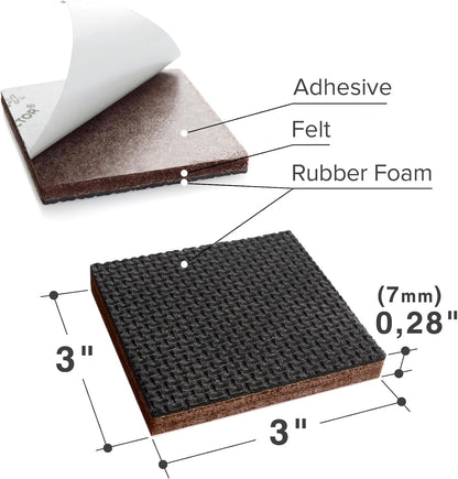 X-PROTECTOR Non Slip Furniture Pads – 12 Premium Furniture Grippers 3"! | Best Self Adhesive Rubber Feet Furniture Feet – Ideal Non Skid Furniture Pad Floor Protectors – Keep Furniture in Place!