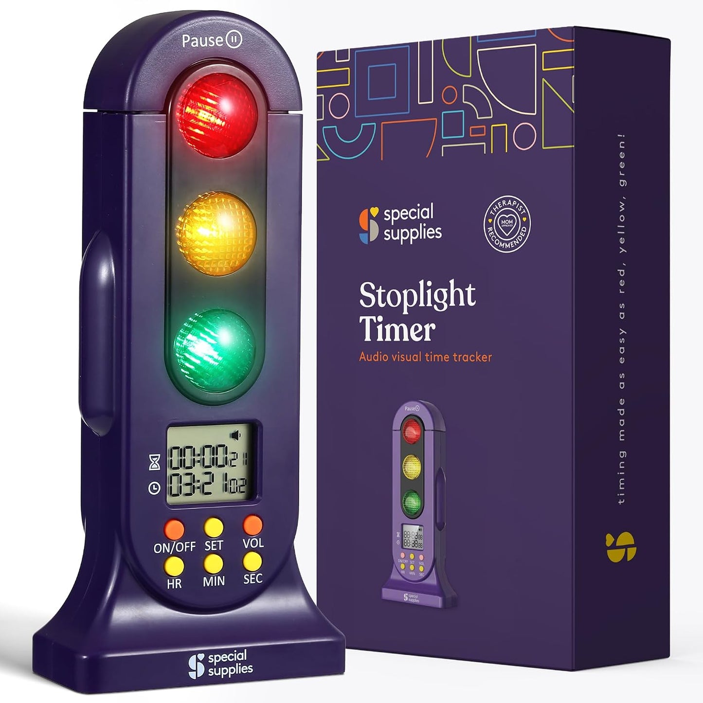 Special Supplies Stoplight Audio Visual Timer for Kids with Lights and Stopwatch Timer - Home and Classroom Timer for Time Management and Routines - Ages 3+