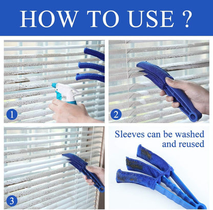 Hiware Window Blind Cleaner Duster Brush with 5 Microfiber Sleeves - Blind Cleaner Tools for Window Shutters Blind Air Conditioner Jalousie Dust