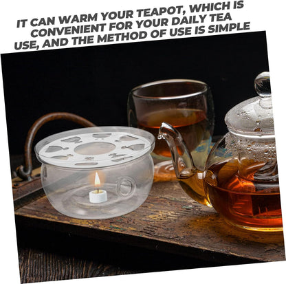 Luxshiny Transparent Teapot Warmer Insulation Base Elegant Design for Heating Tea Kettles Glass Material for Home Use and Desktop Decoration