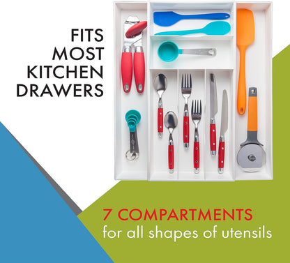 Dial Industries Expandable Kitchen Drawer Spice Jar Organizer Tray | Adjusts to fit narrow or wide cabinets, Keeps seasoning jars upright and visible, Great for pantry or cupboard storage