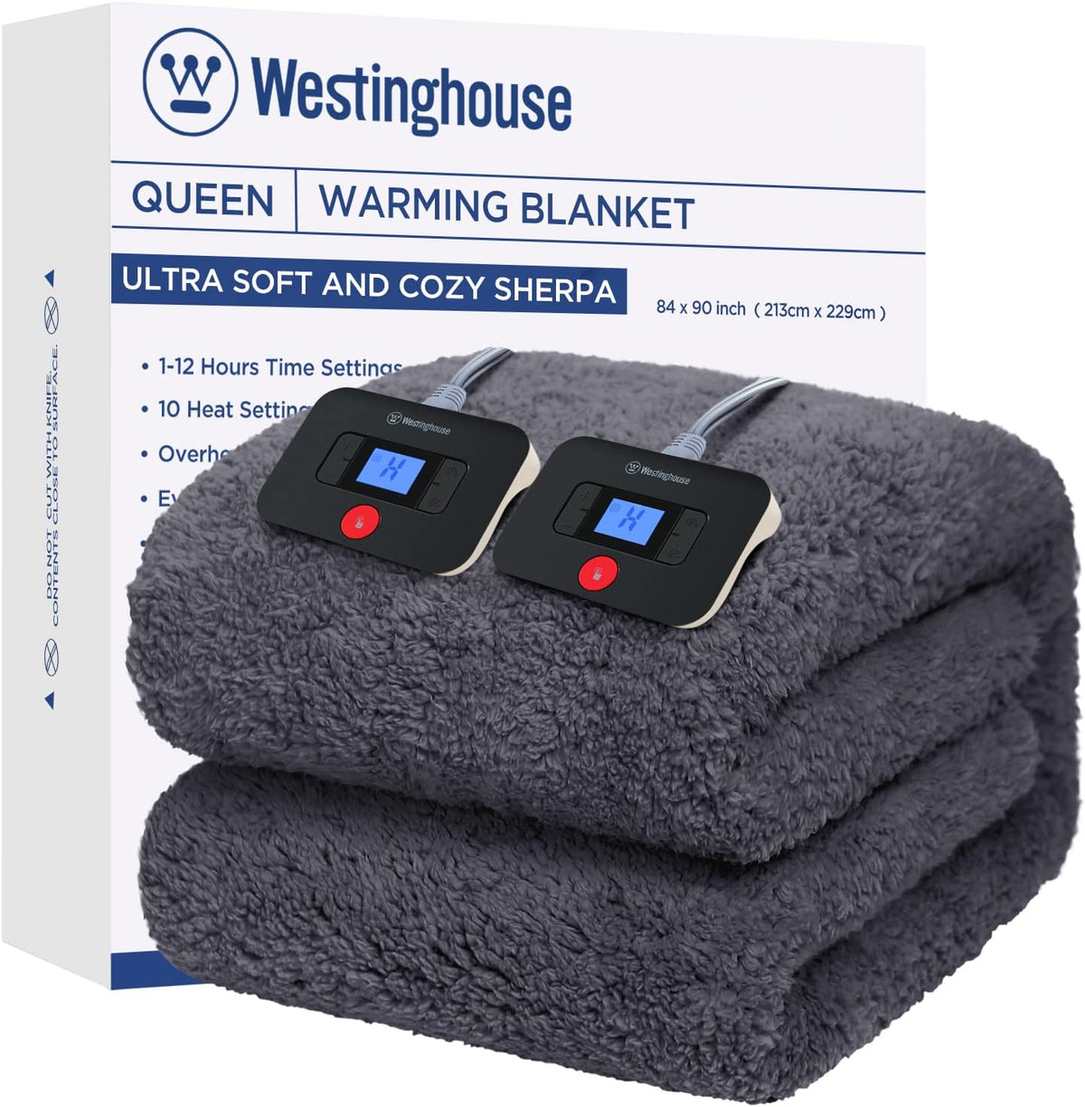 Westinghouse Electric Blanket Heated Throw, 6 Heat Settings, Grey