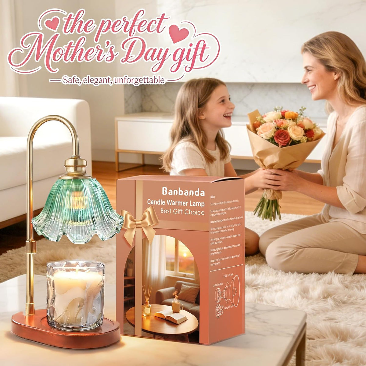 Candle Warmer Lamp with Timer, Christmas Decorations Indoor, Birthday Gifts for Women Mom, Warming Gifts for Office, Dorm, Apartment & New Home Decor
