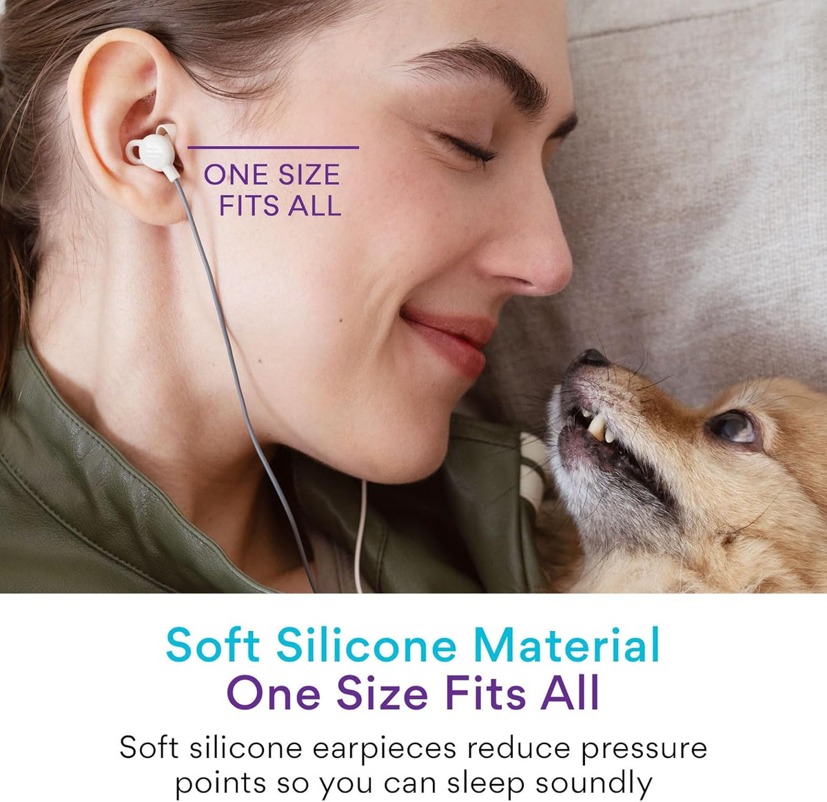 MEE audio SleepTones USB-C Wired Sleep Earbuds for Side Sleepers with Lightweight Low-Profile Silicone Earpieces, Noise Reduction Sleeping Headphones with Built-in Mic & Volume Controls (Beige)