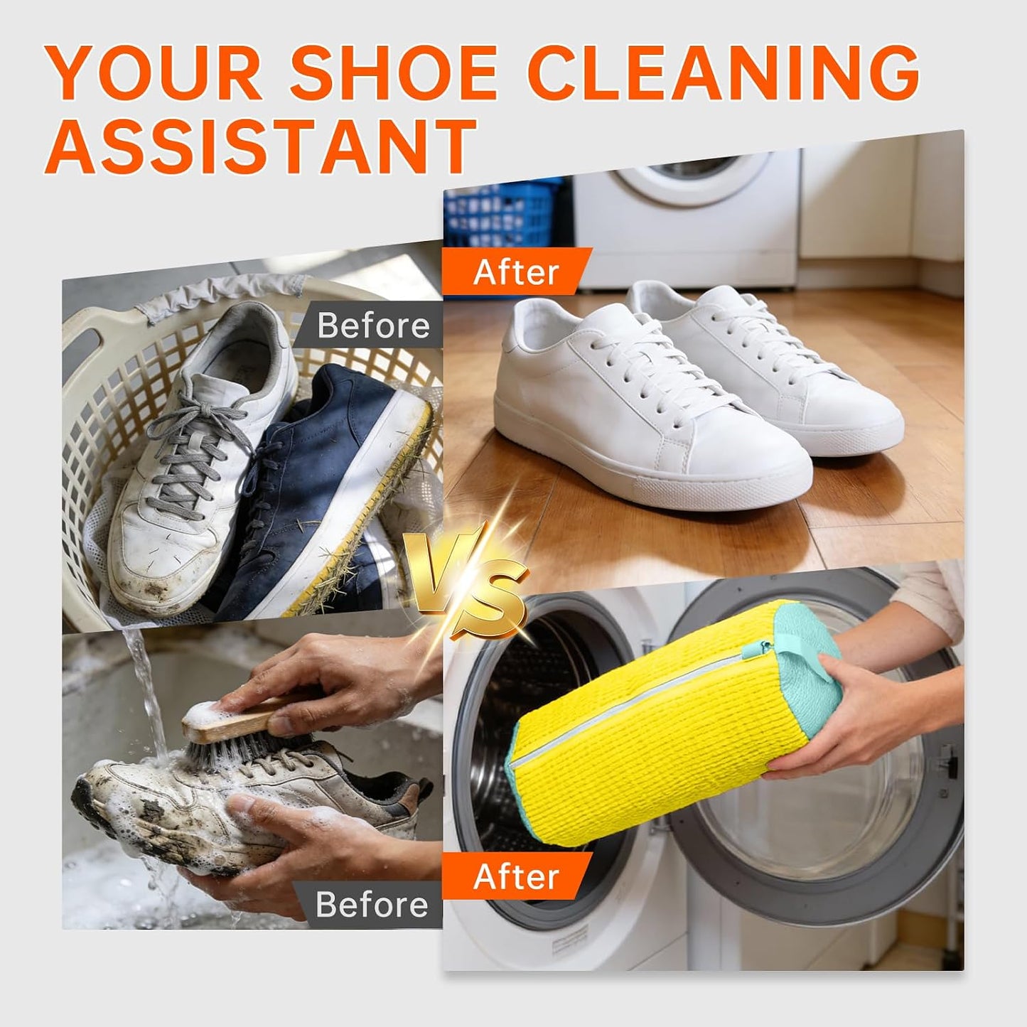1PCS Blue Shoe Washing Machine Bags for All Shoe Types | Deep Cleaning,Reusable and Durable,Safeguarding Shoes from Scuffs and Deformation,Tear-Resistant Chenille Fabric