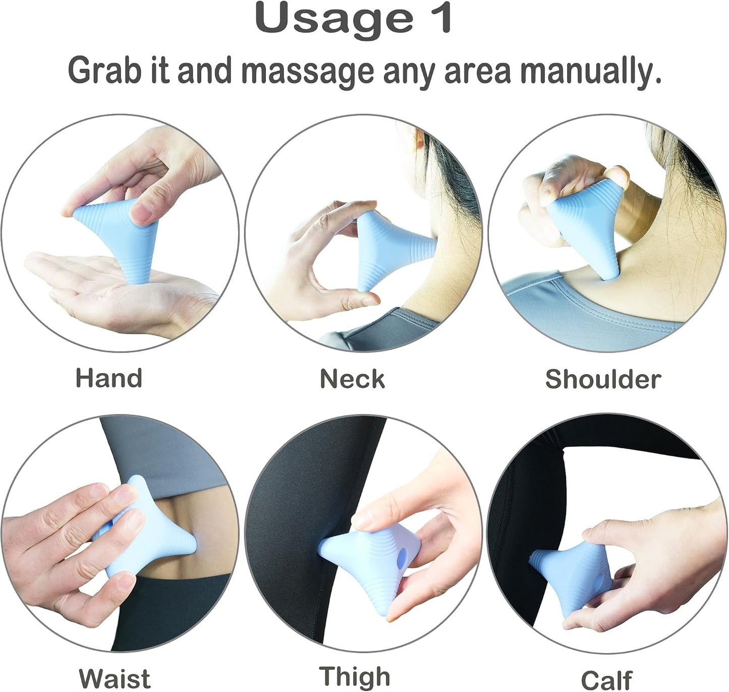 Trigger Point Massage Ball Manual Massager Tool 2.8”×2.9”. Gray | Silicone Massage Ball for Muscle Knot Deep Tissue Myofascial Release Physical Therapy Hip Flexor Iliacus Psoas Hand Foot Back