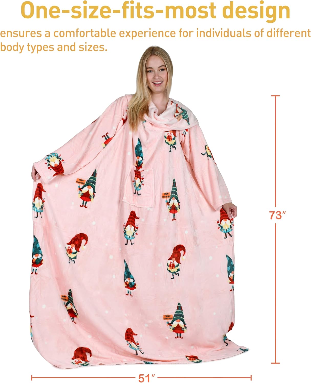 Catalonia Wearable Blanket with Sleeves for Women & Men, Fleece Wrap Throw | Cozy Sleeve Design for Hands-Free Comfort, Perfect for Reading, TV Time & Relaxing, Christmas & Birthday Gift
