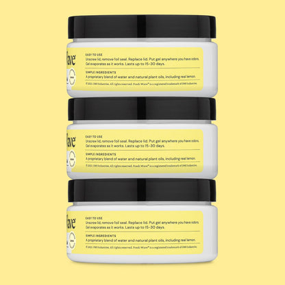 Fresh Wave Original Odor Eliminator Gel 3-Pk 7 oz - Air Freshener for Home | Plant-based essential oils. Lasts 15-30 days per jar. No plug-in needed. Pet-safe, closet and bathroom deoderizer.