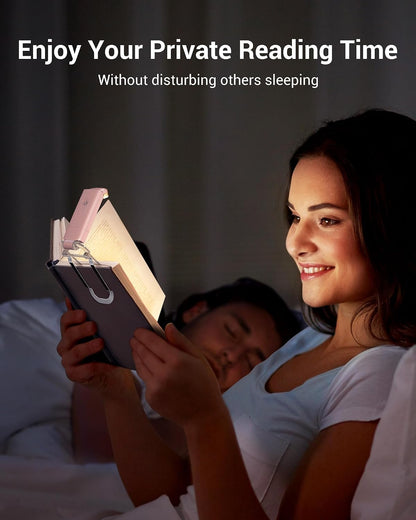 DEWENWILS USB Rechargeable Book Reading Light, 3000K Warm White, Brightness Adjustable Clip on LED Bookmark Lamp at Night in Bed, Portable Booklight for Bookworms, Kids