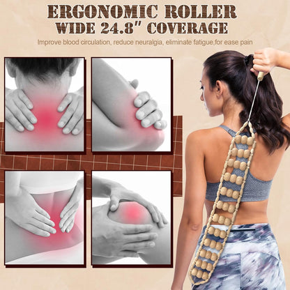 Wood Therapy Massage Tools, Wooden Back Roller Rope Maderoterapia Kit