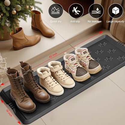 Azadx Heavy Duty Boot Trays Natural Rubber Shoe Mat Tray for Entryway | Ultra Large Boot mat Tray Multi-Purpose for Outdoor Door Mats, Waterproof Durable Shoe Tray 16x42 Inch