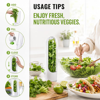 3 Pack Herb Keeper for Fridge with Water Reservoir, 2.65 x 9.65 in | 3 slim herb pods; clear covers; water reservoirs; fits cilantro, parsley, mint, rosemary and green onions; 2.65 x 9.65 in