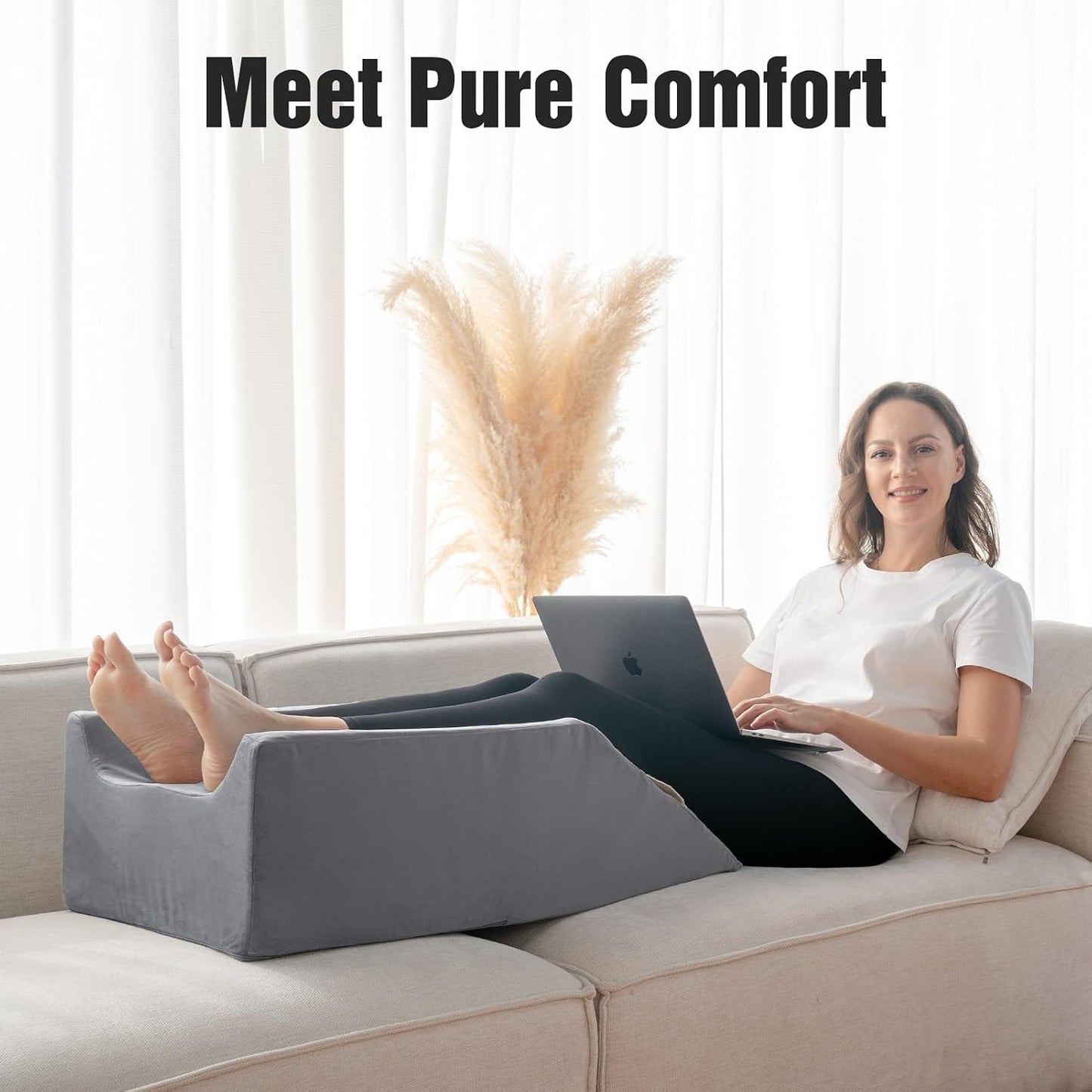 LightEase Memory Foam Leg Support and Elevation Pillow w/Dual Handles for Surgery, Injury, or Rest
