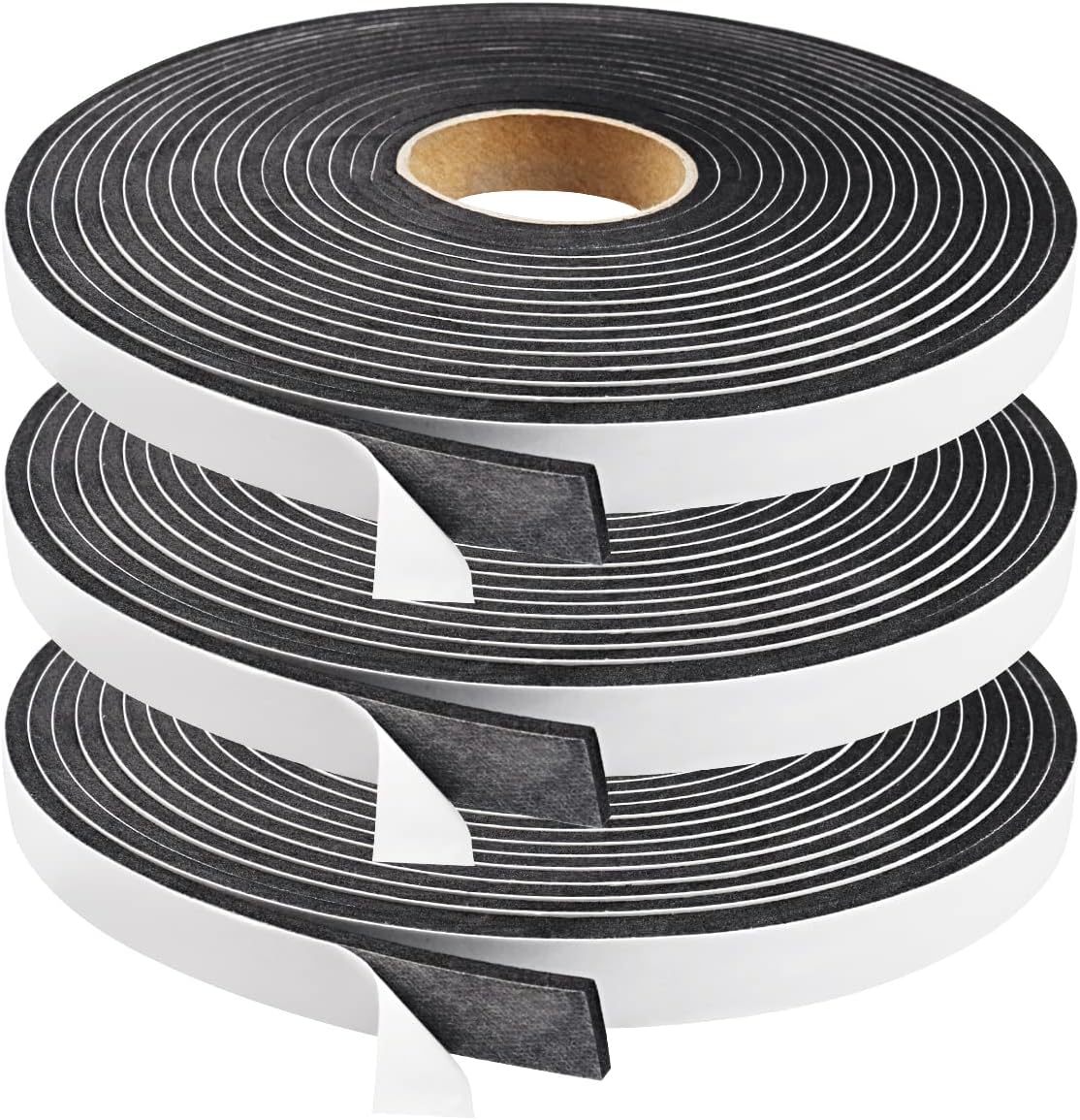 2 Rolls Foam Seal Tape for Door Window Insulation, Soundproof and Shockproof Foam Adhensive Strip, 3/8" Wx3/16 T Single Sided Foam Tape, Cold Air and Draft Closed Cell Seal Strip,Total 32FT