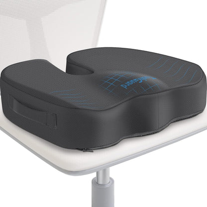 TushGuard Seat Cushion for Office Chair, Car, Memory Foam, Black Large | For Back, Coccyx, Sciatica, Tailbone Pain, Ergonomic Design, Non-Slip, Desk Wheelchair Use, Supportive Butt Pillow, For Man