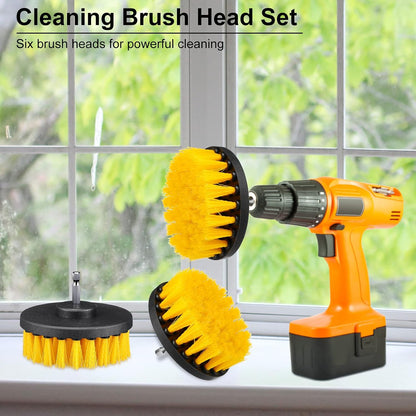 6 Pcs Drill Brush Attachment Power Scrubber Cleaning Kit Multi Purpose Set Brushes for Bathroom Surfaces Tub Grout Shower Kitchen Tile Auto Car Boat