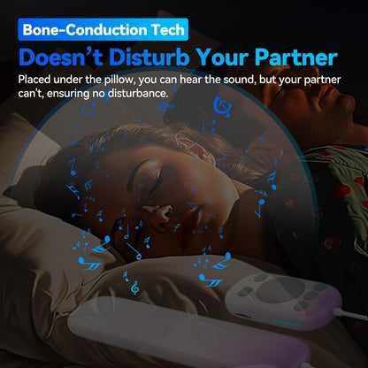 Pillow Speaker for Sleeping w/Remote - Without TF Card, White | Bone Conduction Speaker, 36 Built-in White Noise, Flat Thin Wireless Speaker under Pillow for Side Sleepers, Dusker Sleep Bar