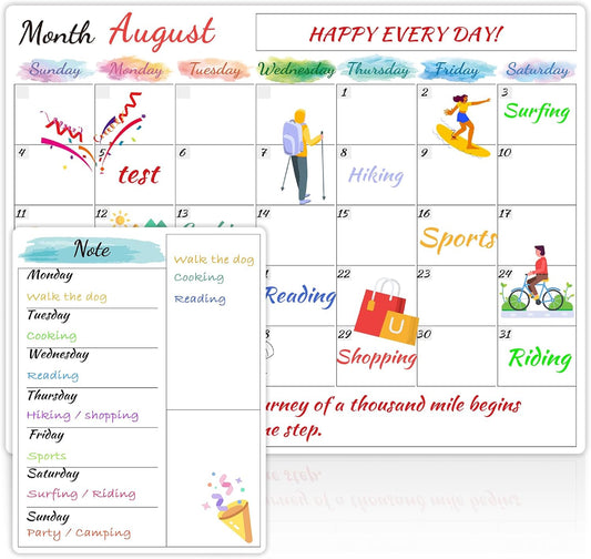 Dry Erase Magnetic Calendar for Refrigerator - 15"x 11.5" Monthly Calendar Whiteboard + 9" x 7" Weekly Planning Board, Fridge Calendar Magnet