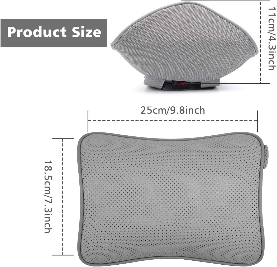 Aukee Car Headrest Pillow Memory Foam Car Neck Pillow with Adjustable Strap Soft Leather Headrest for Driving Home Office Black (1PC)