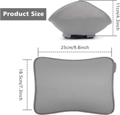 Aukee Car Headrest Pillow Memory Foam Car Neck Pillow with Adjustable Strap Soft Leather Headrest for Driving Home Office Black (1PC)