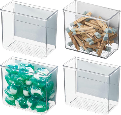 iDesign Magnetic Small Clear Plastic Organizer Bins | Laundry Room Storage