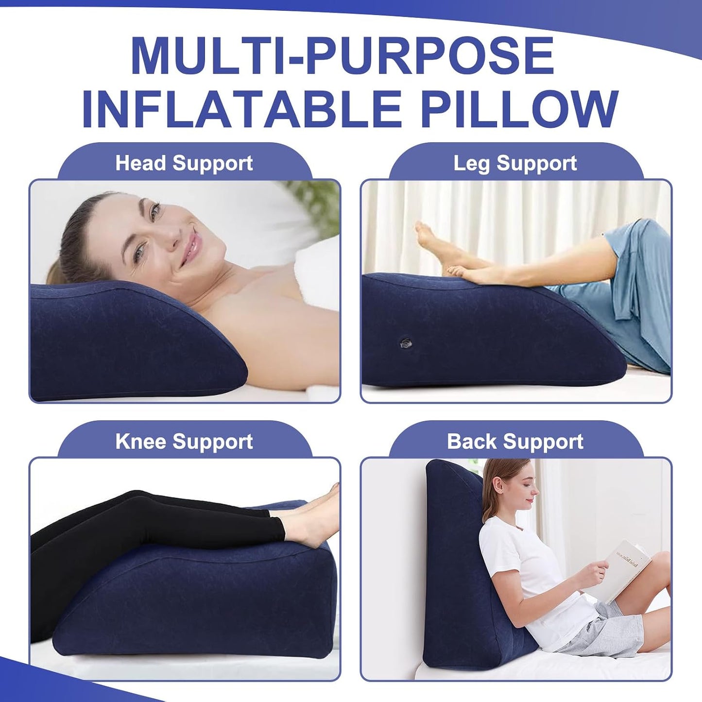 Inflatable Leg Elevation Pillow, Wedge Pillow for Sleeping, Portable Wedge Pillow, Improve Circulataion and Reduce Swelling, for Sleeping, Recovery, Pregnant (Grey)