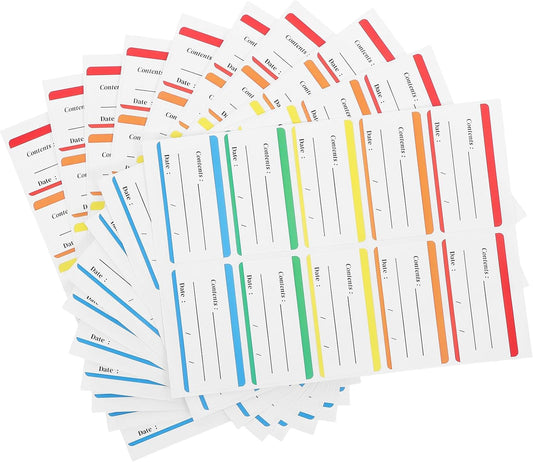 Zerodeko 100pcs Reusable Food Freezer Labels Stickers for Food Containers and Glass Jar Labels, Easy Peel, Abrasion-Resistant Paper Stickers for Kitchen Meal Prep and Pantry Organization