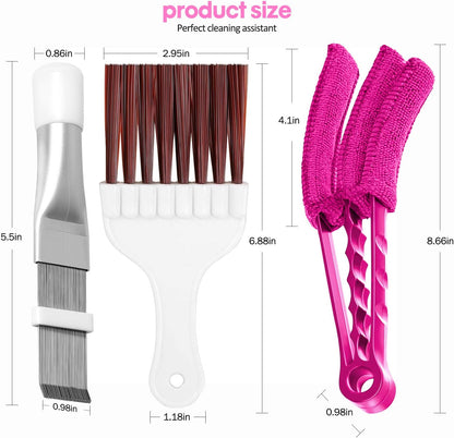 Hommtina 3 Pcs Air Conditioner Condenser Fin Comb/Cleaning Brush, Coil Cleaner Whisk Brush with Window Blinds Brush Dust Cleaner for Refrigerator Evaporator Radiator