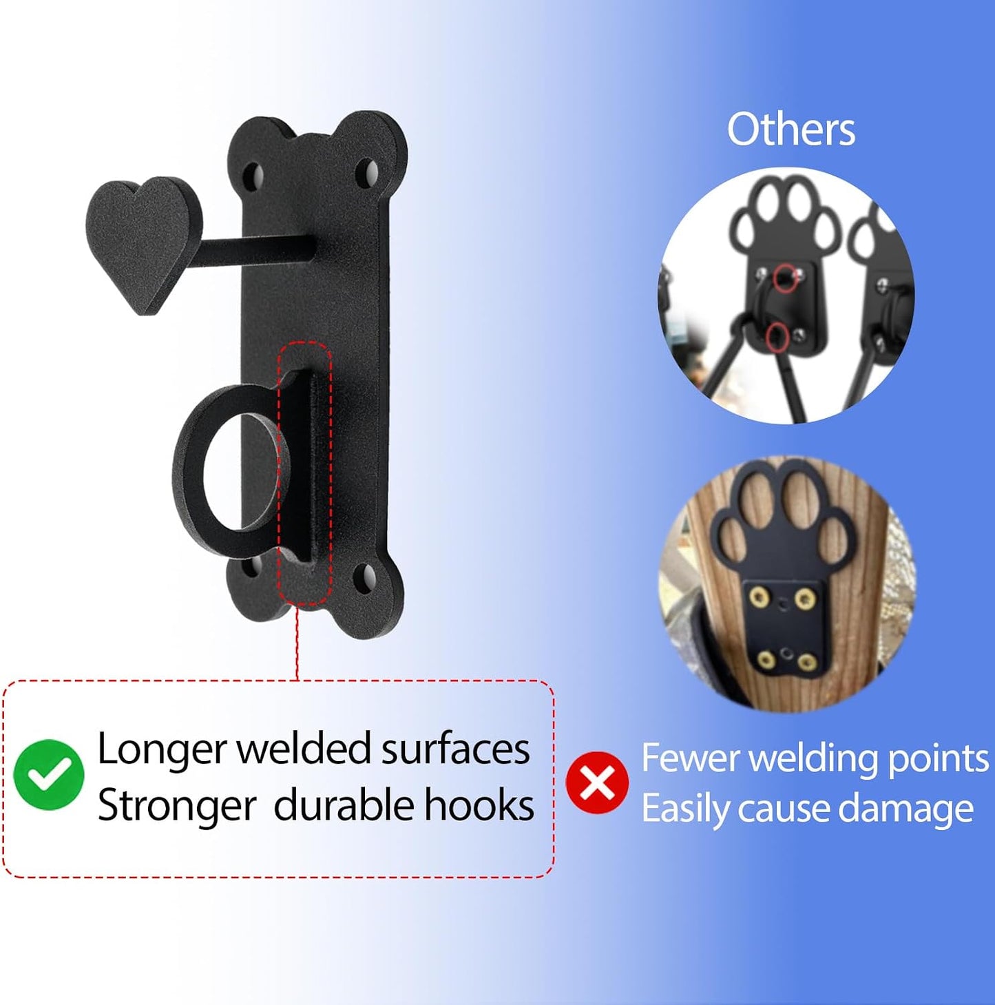 ESPETS Dog Tie-Out Leash Holder for Wall, Pet Leash & Accessory Hook（Black） | Sturdy Metal, Heart-shaped Decorative Organization, Lovely Dog Tether Holder, Durable Pet Leash and Accessory Holder