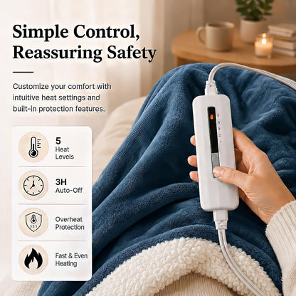 Electric Heated Blanket Full Size 72"x84" – Light Gray | ETL for Safe Overnight, 4 Heat Settings & 10H Auto Off, Dual-Sided Microplush Sherpa for Home Night, Machine washable
