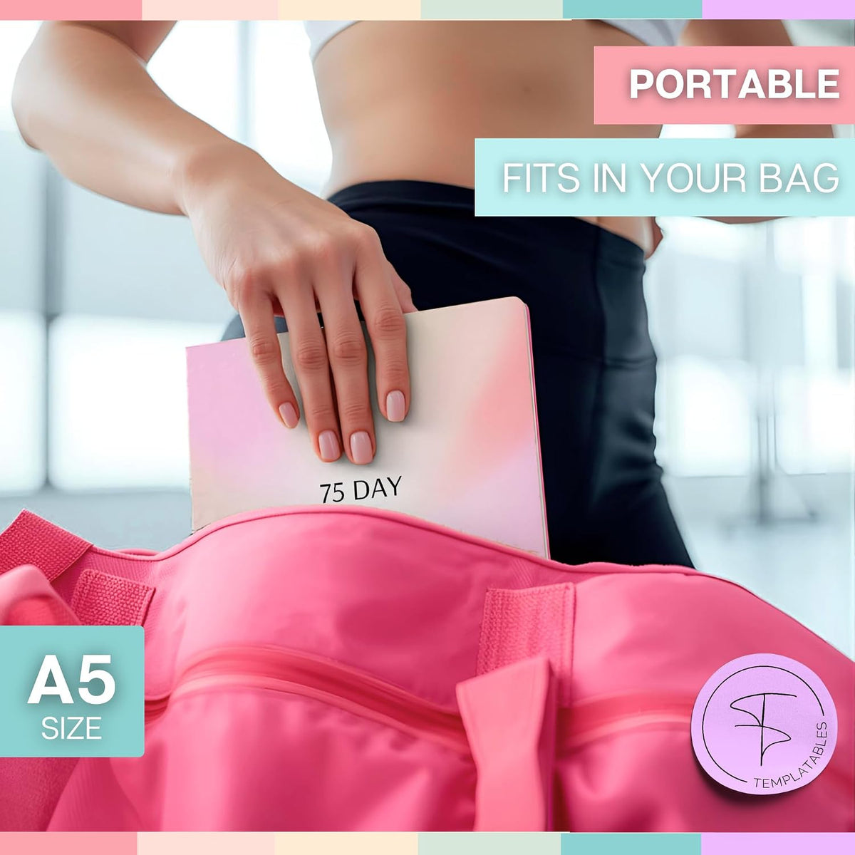 75 Day Challenge Tracker Notebook A5 | Colourful 75 Day Fitness & Habit Journal with Measurement Pages, Weekly Goal & Habit Tracker, Meal Planner, Bonus Pull-Out Poster, 120gsm Paper
