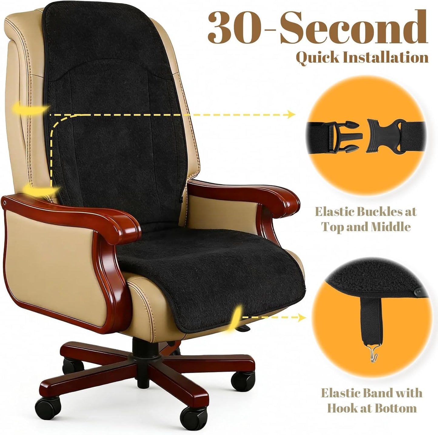 Heated Seat Cover with Fast Heat Warmer, 3-Level Winter Office Heating Pad | Large Winter Seat Cushion Heating Pad for Winter Home Office for Pain Relief, 3 Models Setting, Black