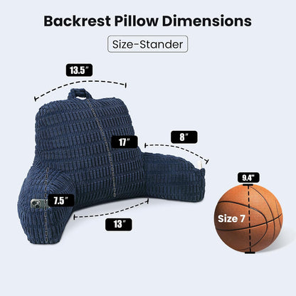 Reading Pillow with Arms for Sitting in Bed,Backrest,White Flannel,M | 17" Backrest Supports Back for College Students,Elbows & Forearms for Dorm Reading,Gaming,Watching TV