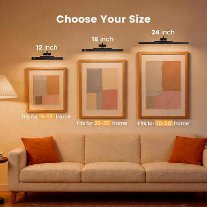 Wireless Picture Light for Wall Art Motion Sensor, 16 Inch, Black, 1 Pack | 5000mAh Rechargeable Battery, Cordless, Magnetic Detachable Bar, 3CCT Dimmable, Remote Control for Paintings and Artworks