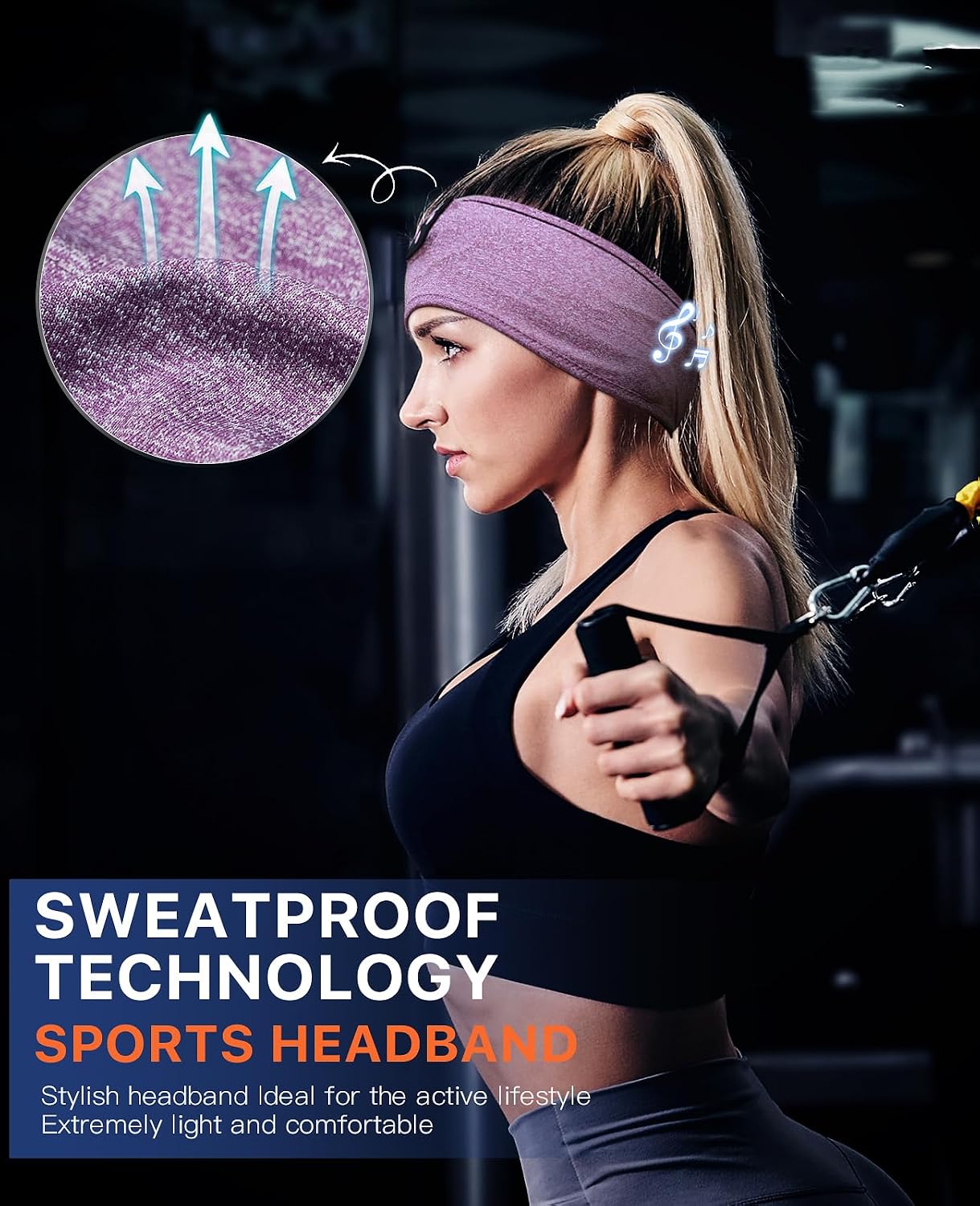 Perytong Sleeping Headphones Bluetooth Headband, Soft Long Time Play Sleeping Headsets with Built in Speakers Perfect for Workout,Running,Yoga,Travel, Darkgray