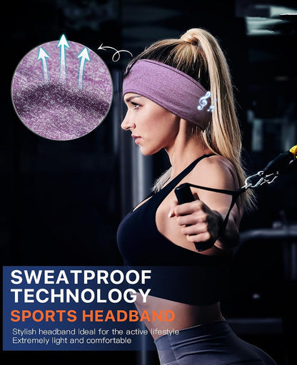Perytong Sleeping Headphones Bluetooth Headband, Soft Long Time Play Sleeping Headsets with Built in Speakers Perfect for Workout,Running,Yoga,Travel, Darkgray